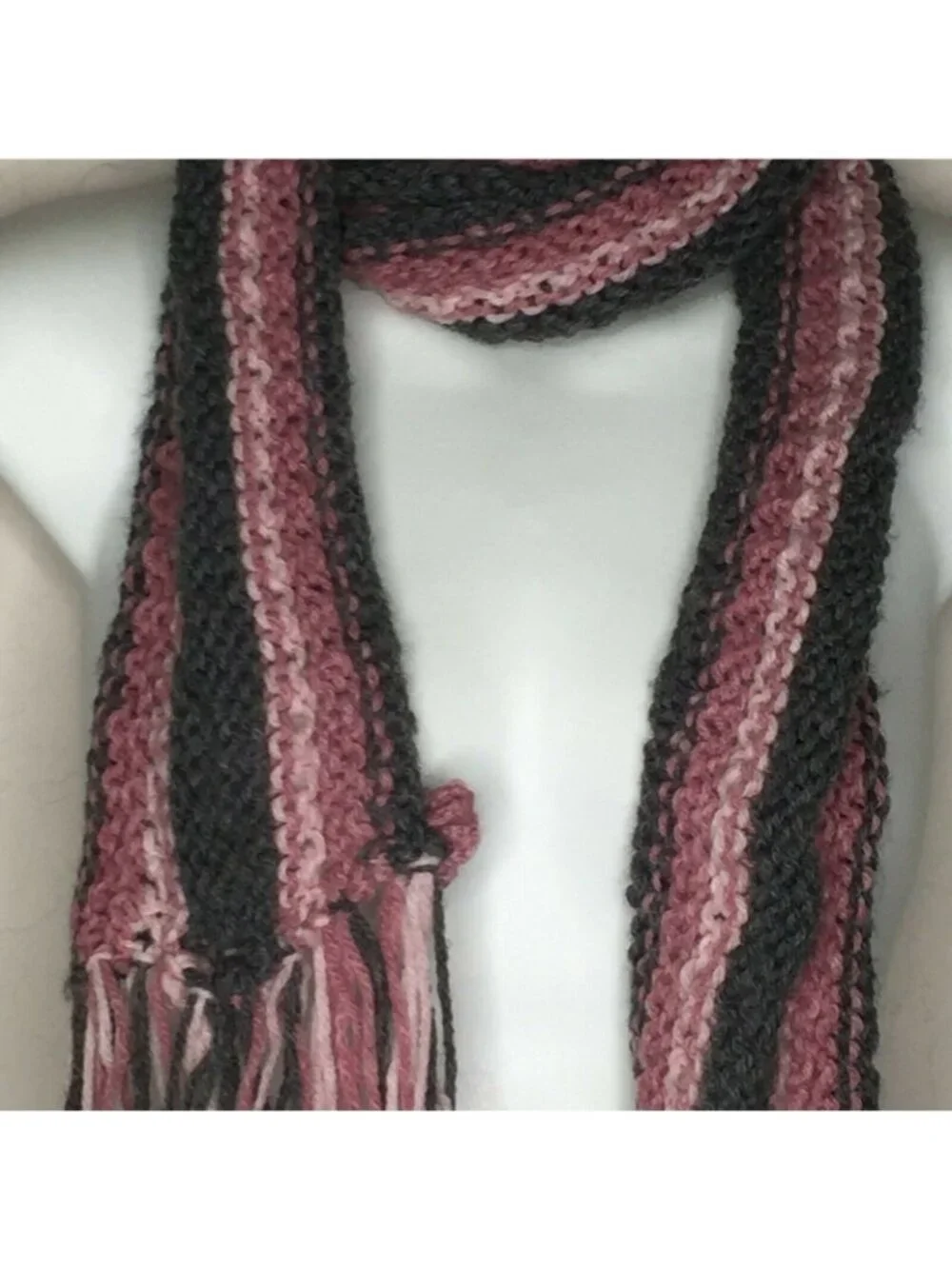 Womens Crochet Fringe Brown Pink Peach Scarf Accessories Fashion Winter One Size